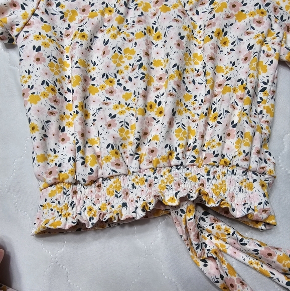 Sweet Stories Yellow Floral Pant Set with Cropped Shirt- Girls Size 5 - Picture 3 of 8